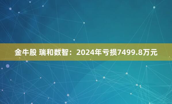 金牛股 瑞和数智：2024年亏损7499.8万元